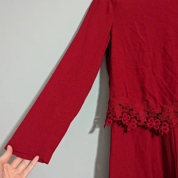 Zara Woman Red Lace Long Sleeve Romper Women's XS Romantic Holiday - Picture 7 of 11